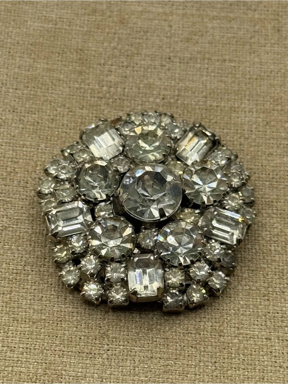 1950s Crystal Cluster Vintage-Style Brooch - Silver Clear